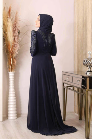 Güneş Tulum Abiye - FioraofDress - tesettur - abiye - lacivert - 48 - hijab - evening - dress
