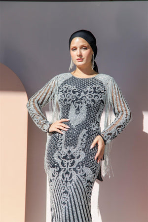 Handmade Embroidered AH1001 - FioraofDress - tesettur - abiye - 48 - hijab - evening - dress