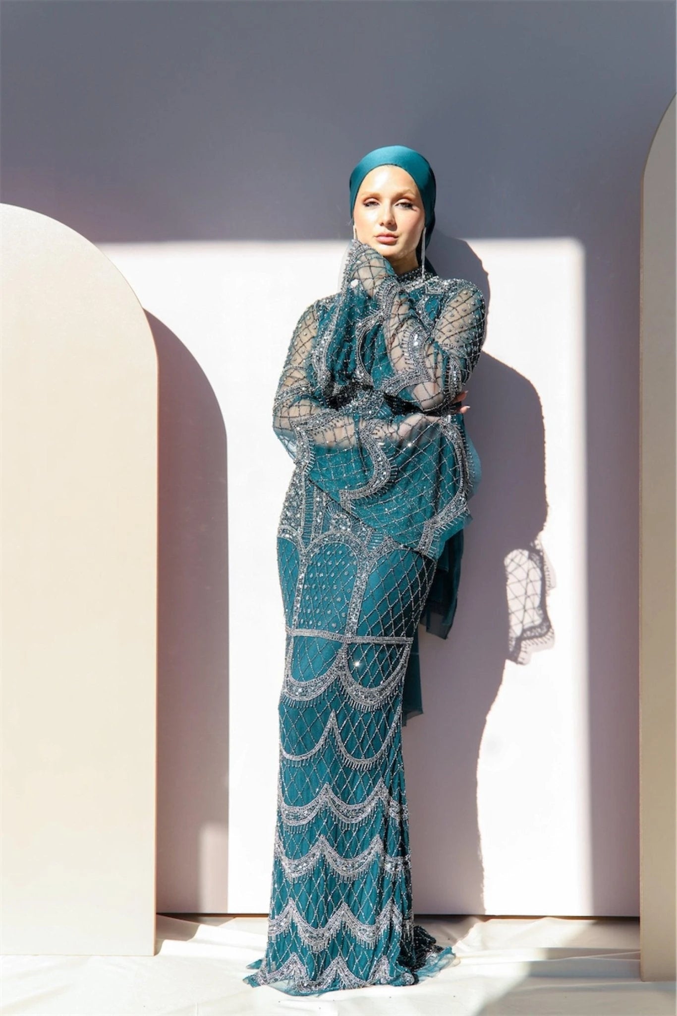 Handmade Embroidered AH1023 - FioraofDress - tesettur - abiye - 48 - hijab - evening - dress