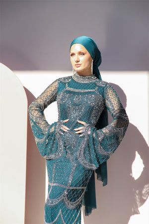 Handmade Embroidered AH1023 - FioraofDress - tesettur - abiye - 48 - hijab - evening - dress