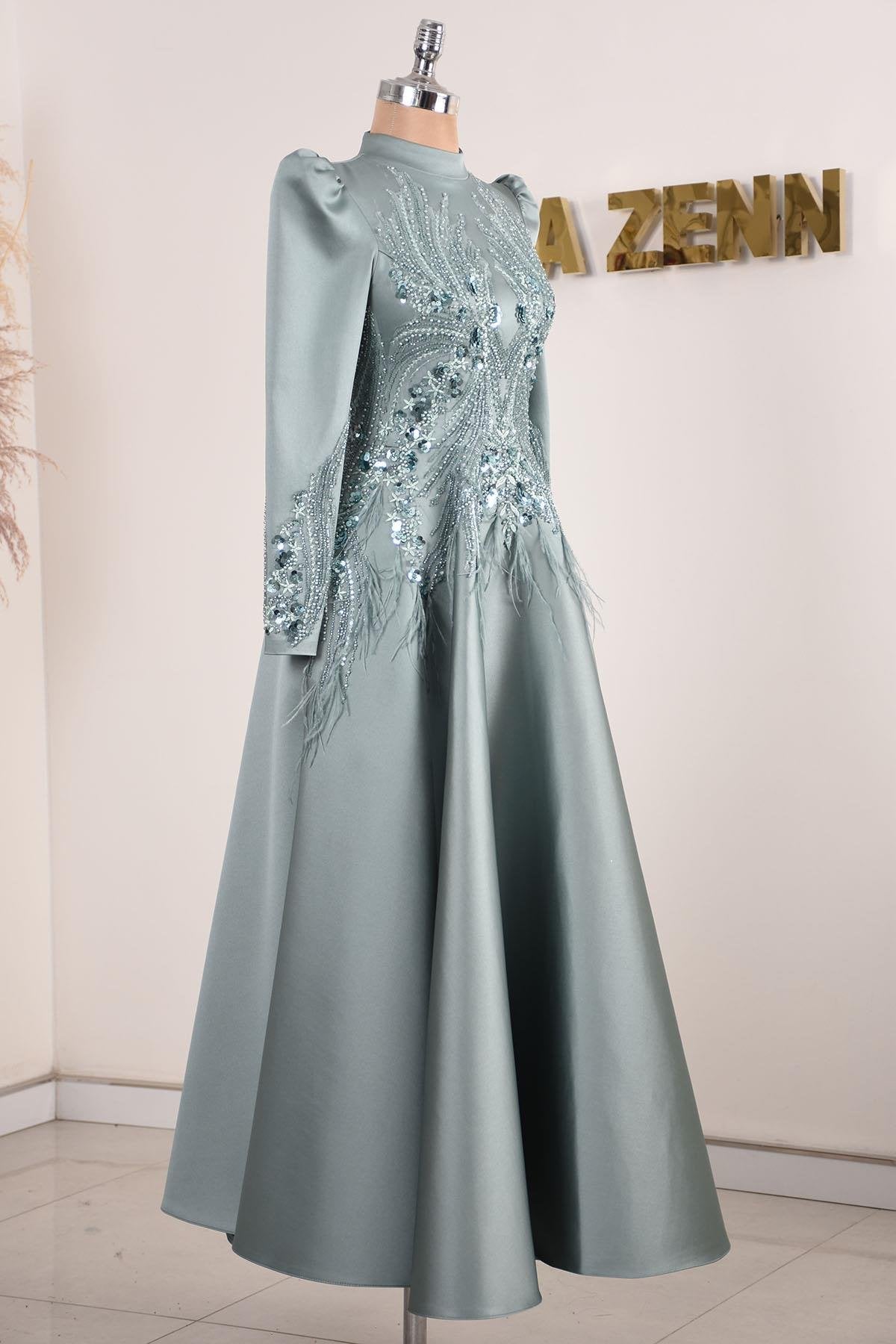 Holly Tesettür Abiye - FioraofDress - tesettur - abiye - MİNT - 38 - hijab - evening - dress