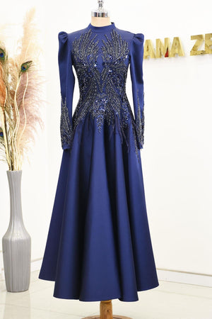 Holly Tesettür Abiye - FioraofDress - tesettur - abiye - LACİVERT - 38 - hijab - evening - dress