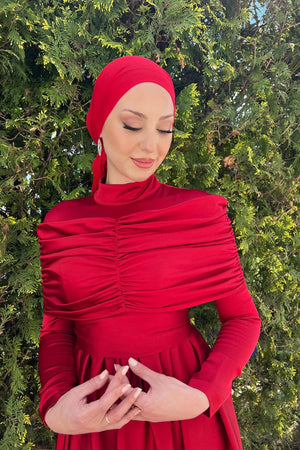 Hüma Tesettür Abiye - FioraofDress - tesettur - abiye - 44 - Kırmızı - hijab - evening - dress