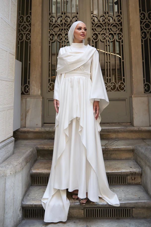 Hümeyra Tesettür Abiye - FioraofDress - tesettur - abiye - Ekru - 36 - hijab - evening - dress