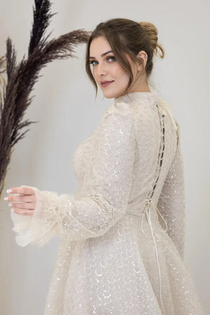 Omuz Ve Beli Çiçek Detaylı Adel Tesettür Abiye.