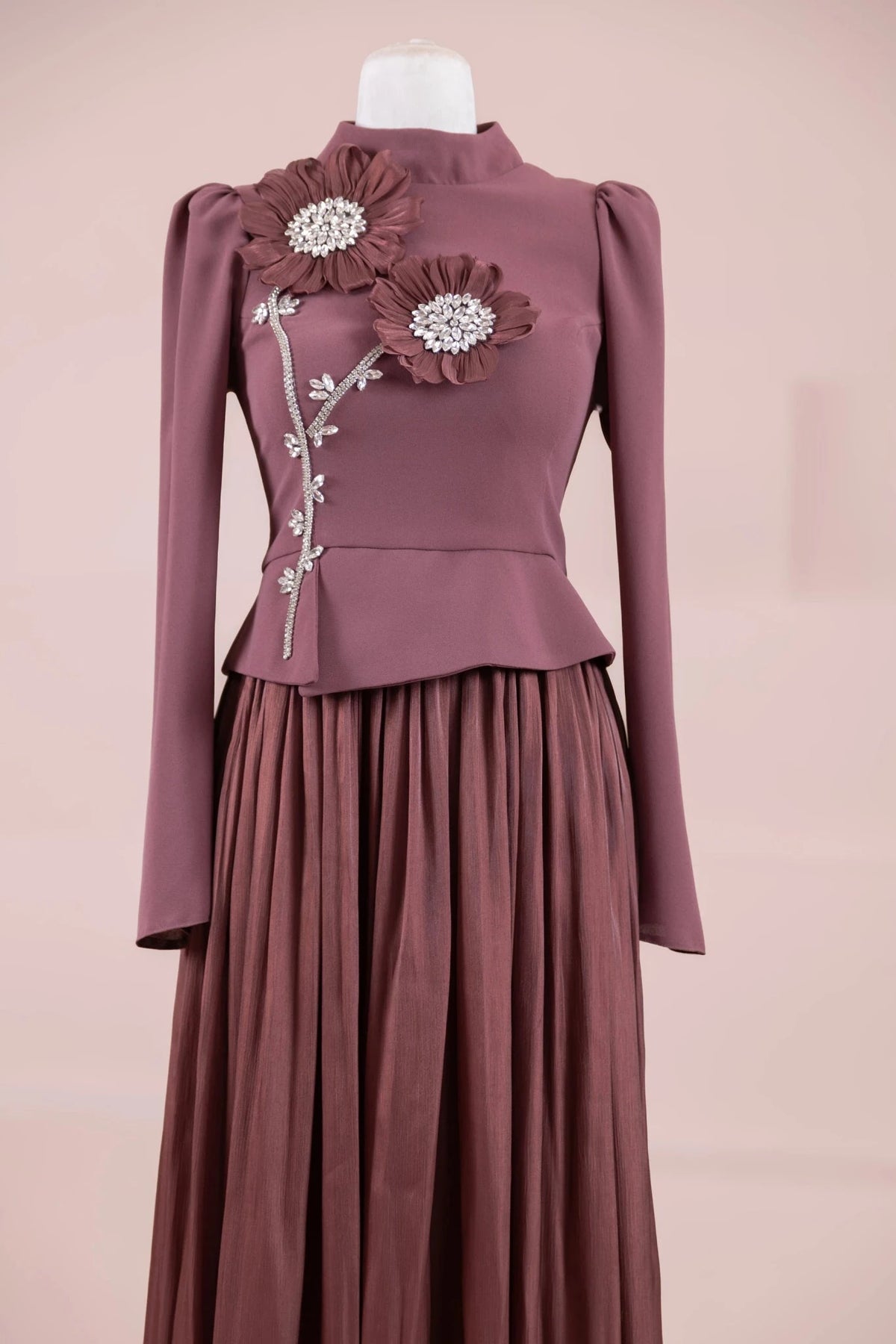 Elya Tesettür Abiye - Berry Burgundy