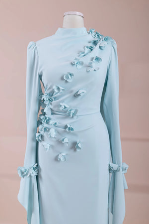 Mavera Tesettür Abiye - pearl blue
