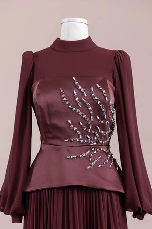 Eyla Tesettür Abiye - Berry Burgundy