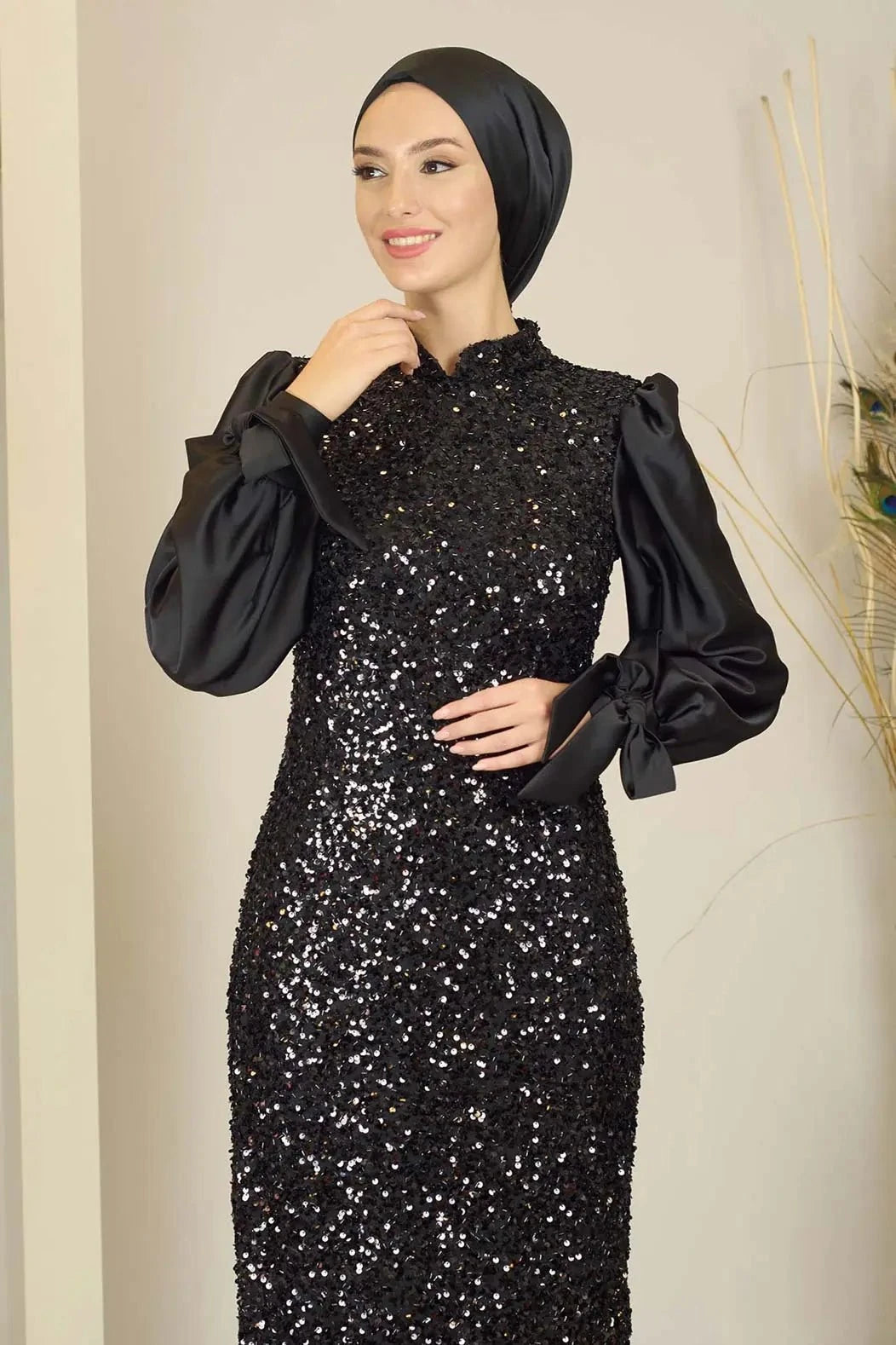 Azra Tesettür Abiye - Siyah