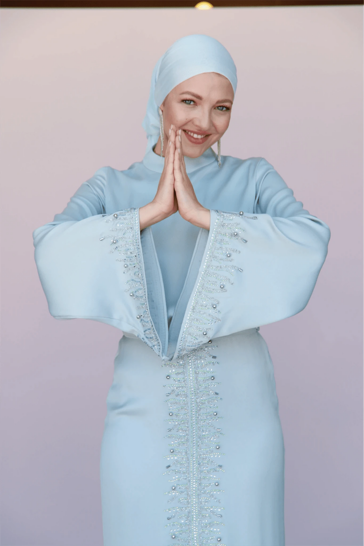 Thai Tesettür Abiye -Su Yeşili - Bebe Mavisi