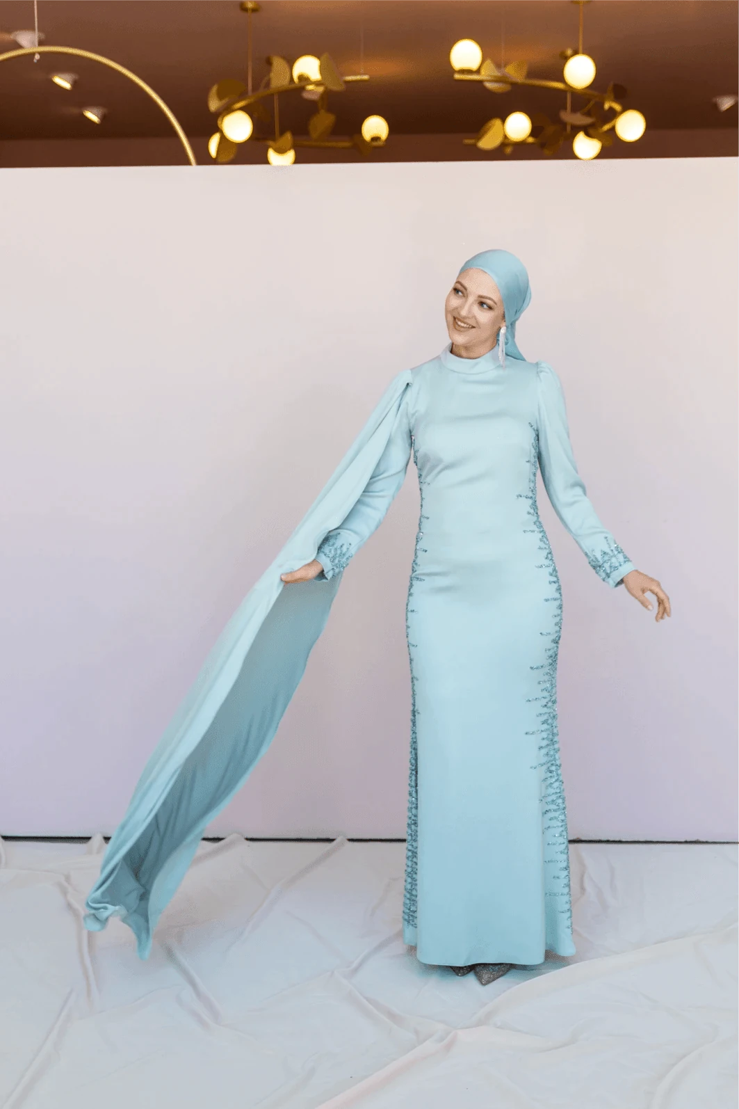 Anetta Tesettür Abiye - Su Yeşili