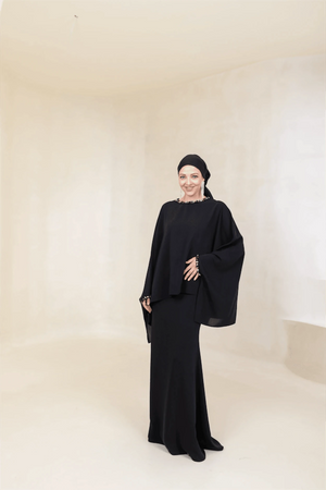 Eveline Tesettür Abiye - Siyah