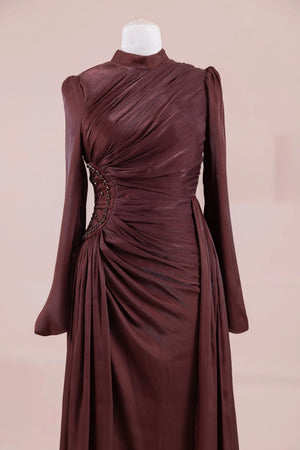 Amaris Tesettür Abiye - Berry Burgundy