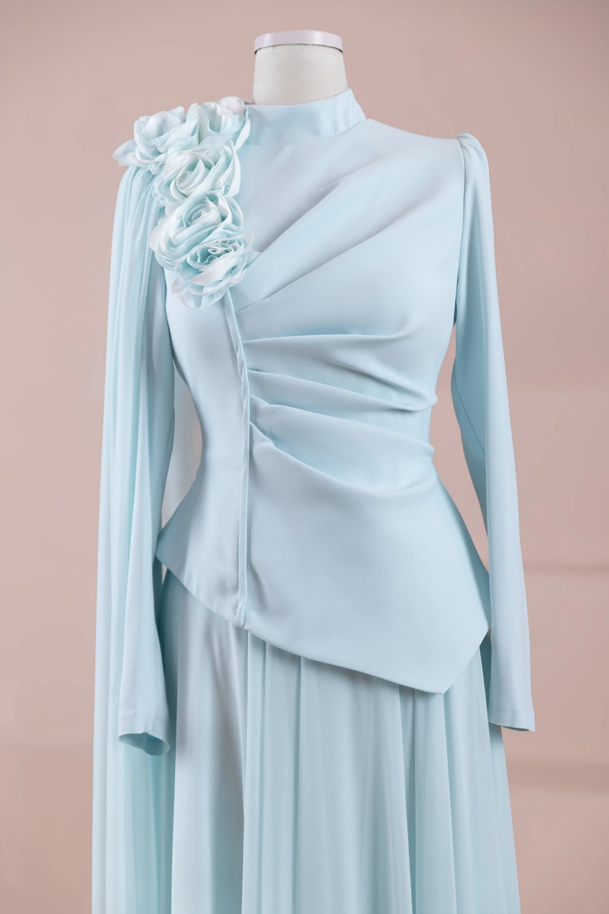 Jade Tesettür Abiye - pearl blue