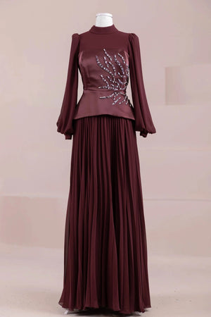 Eyla Tesettür Abiye - Berry Burgundy