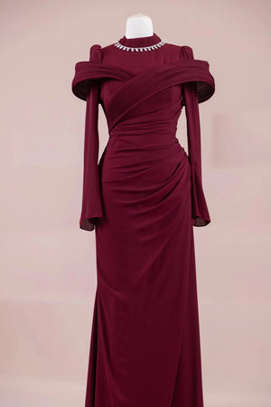 Charm Tesettür Abiye - Bordo