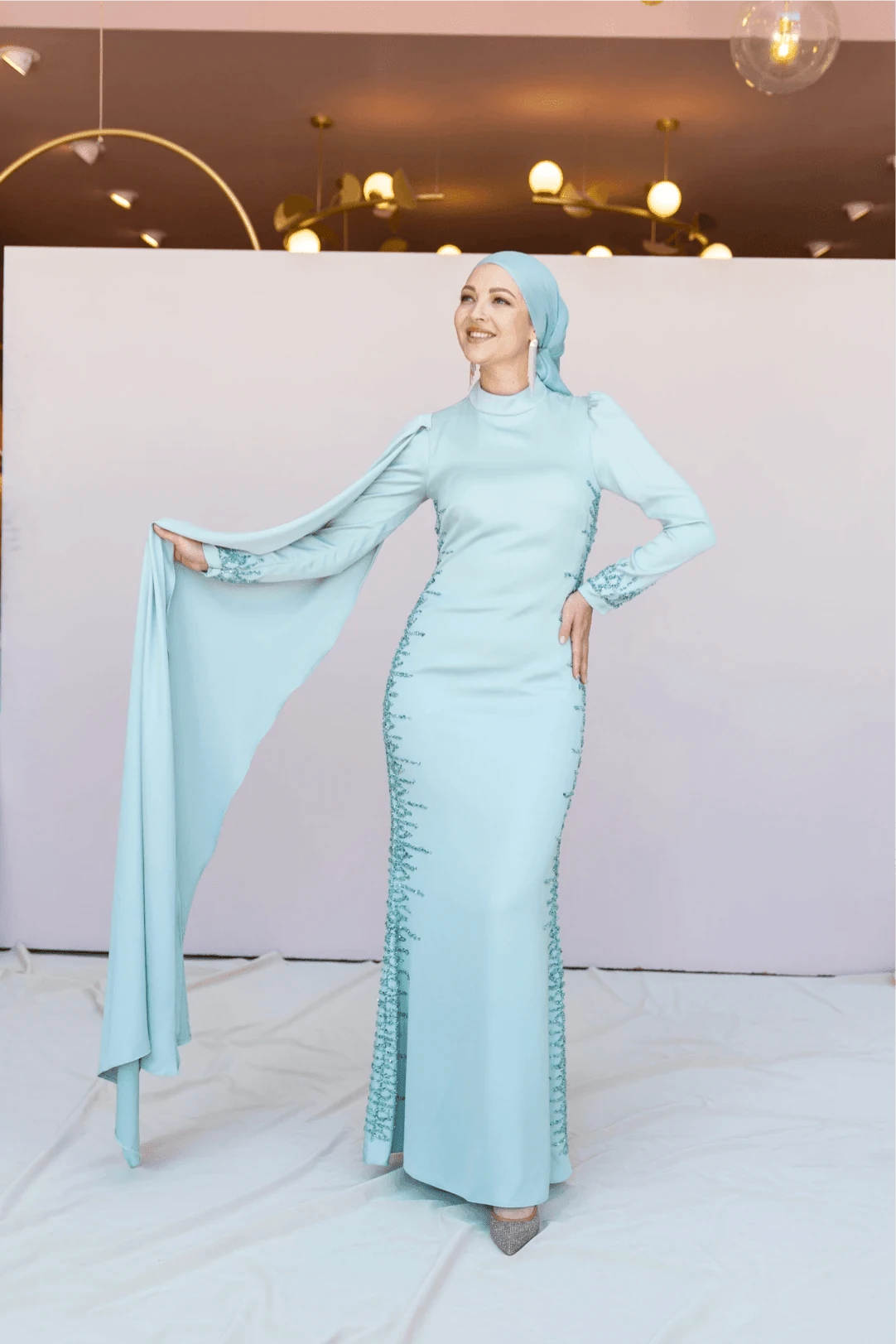 Anetta Tesettür Abiye - Su Yeşili