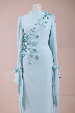 Mavera Tesettür Abiye - pearl blue