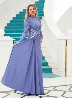 Roza Tesettür Abiye - lila