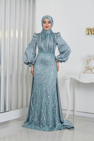İncila Tesettür Abiye - FioraofDress - tesettur - abiye - 48 - mint - hijab - evening - dress
