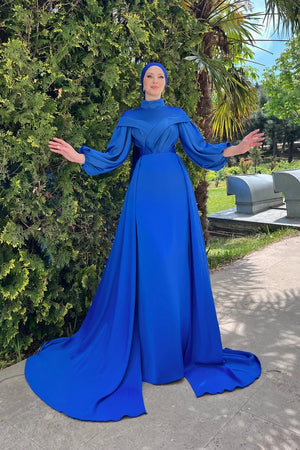 Işıl Tesettür Abiye Saks - FioraofDress - tesettur - abiye - 44 - SAX - hijab - evening - dress
