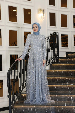 Işıltı Tesettür Abiye - FioraofDress - tesettur - abiye - 38 - İndigo - hijab - evening - dress