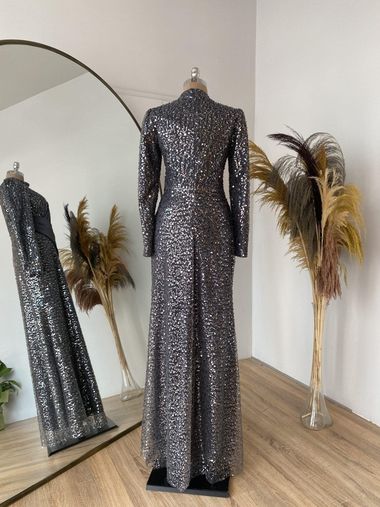 Kate Tesettür Abiye Antrasit - FioraofDress - tesettur - abiye - 48 - hijab - evening - dress