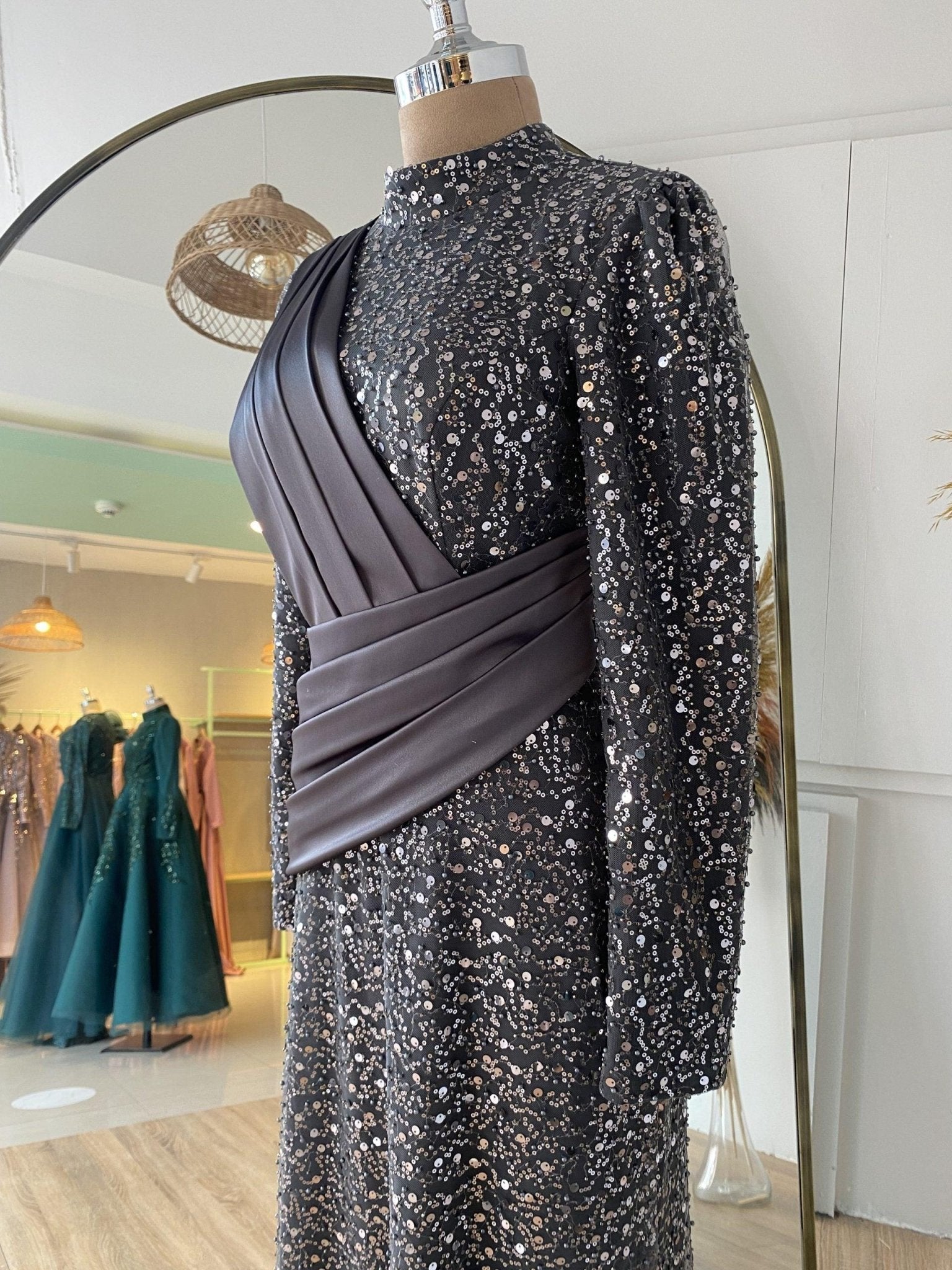 Kate Tesettür Abiye Antrasit - FioraofDress - tesettur - abiye - 48 - hijab - evening - dress