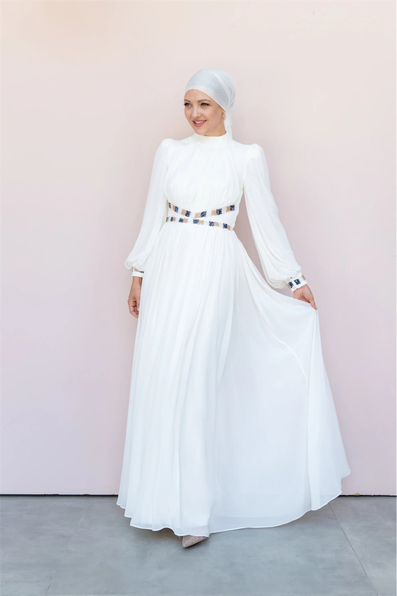 Kuğu Tesettür Abiye - FioraofDress - tesettur - abiye - 36 - Beyaz - hijab - evening - dress