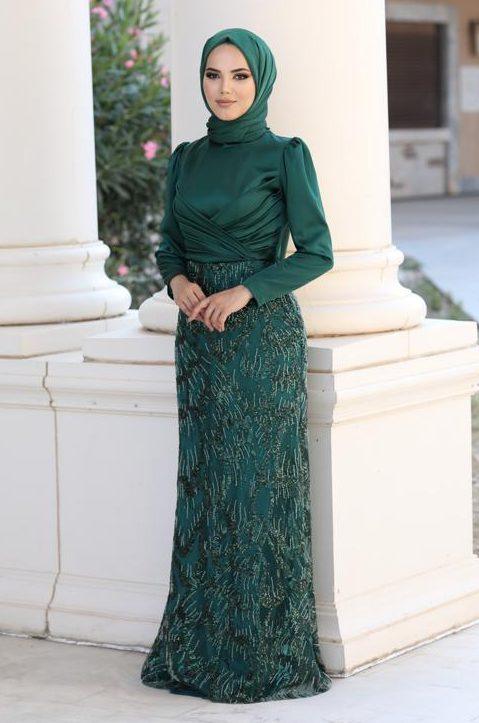 Larin Tesettür Abiye Zümrüt - FioraofDress - tesettur - abiye - 48 - hijab - evening - dress