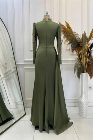 Leyla Tesettür Abiye - FioraofDress - tesettur - abiye - haki - 38 - hijab - evening - dress