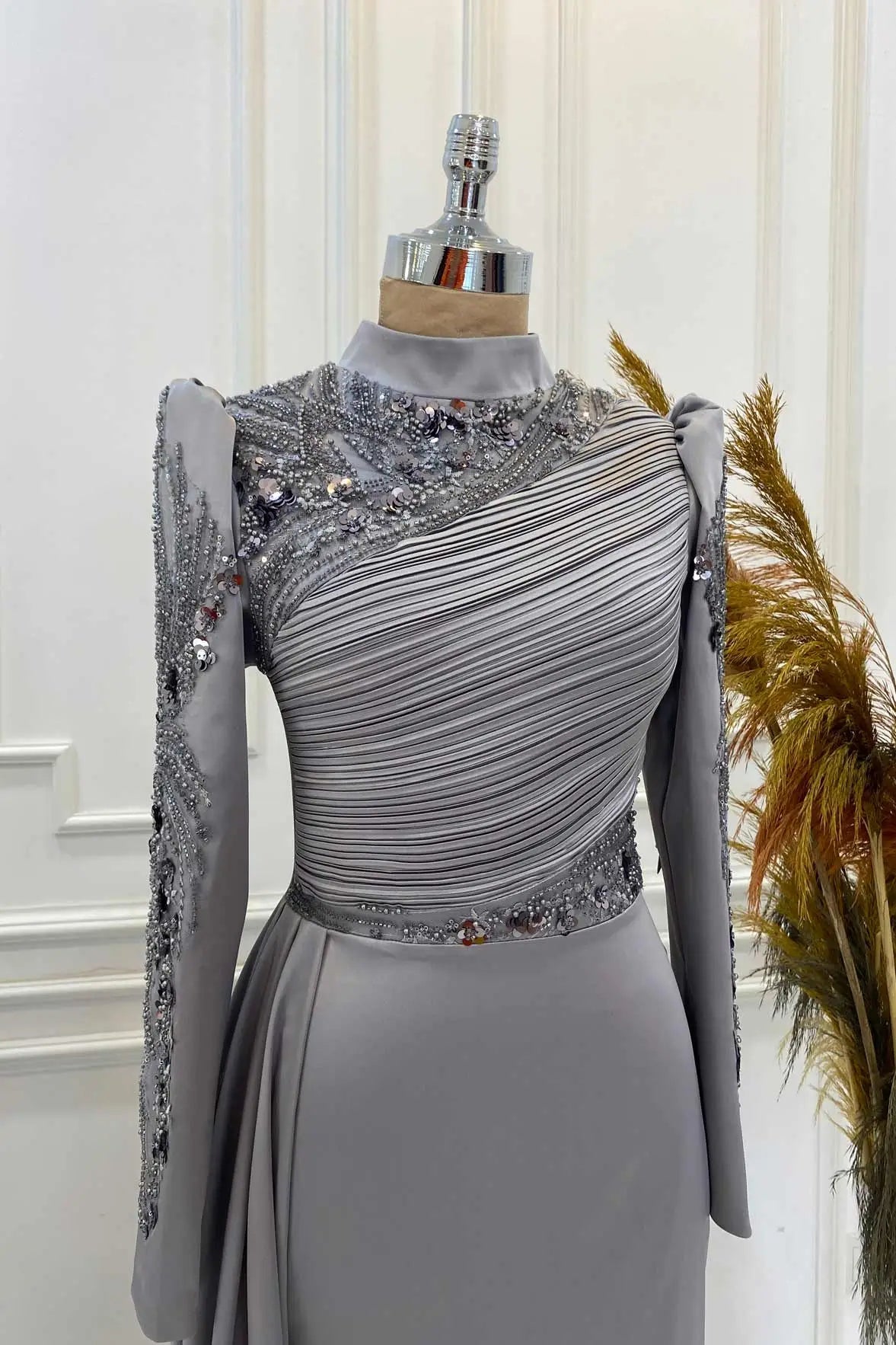 Leyla Tesettür Abiye - FioraofDress - tesettur - abiye - gri - 38 - hijab - evening - dress