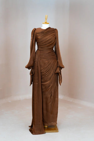 Lotus Tesettür Abiye - FioraofDress - tesettur - abiye - Kahve - 38 - hijab - evening - dress
