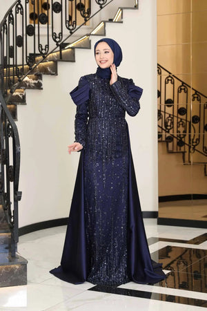 Manolya Tesettür Abiye - FioraofDress - tesettur - abiye - 38 - lacivert - hijab - evening - dress