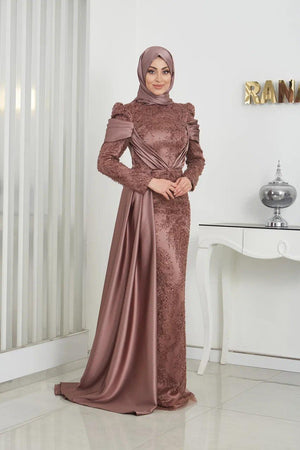 Marsilya Tesettür Abiye - FioraofDress - tesettur - abiye - 44 - GOLD - hijab - evening - dress