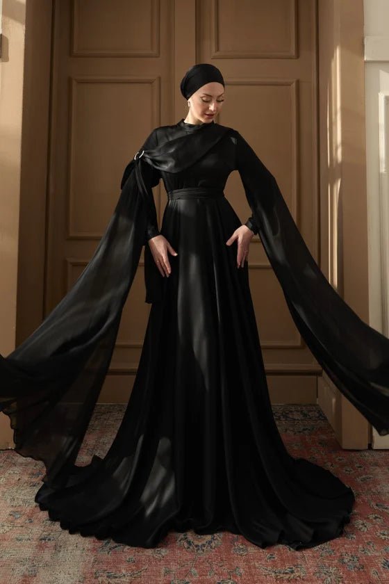 Melisa Taşlı Tesettür Abiye - FioraofDress - tesettur - abiye - 36 - Siyahh - hijab - evening - dress