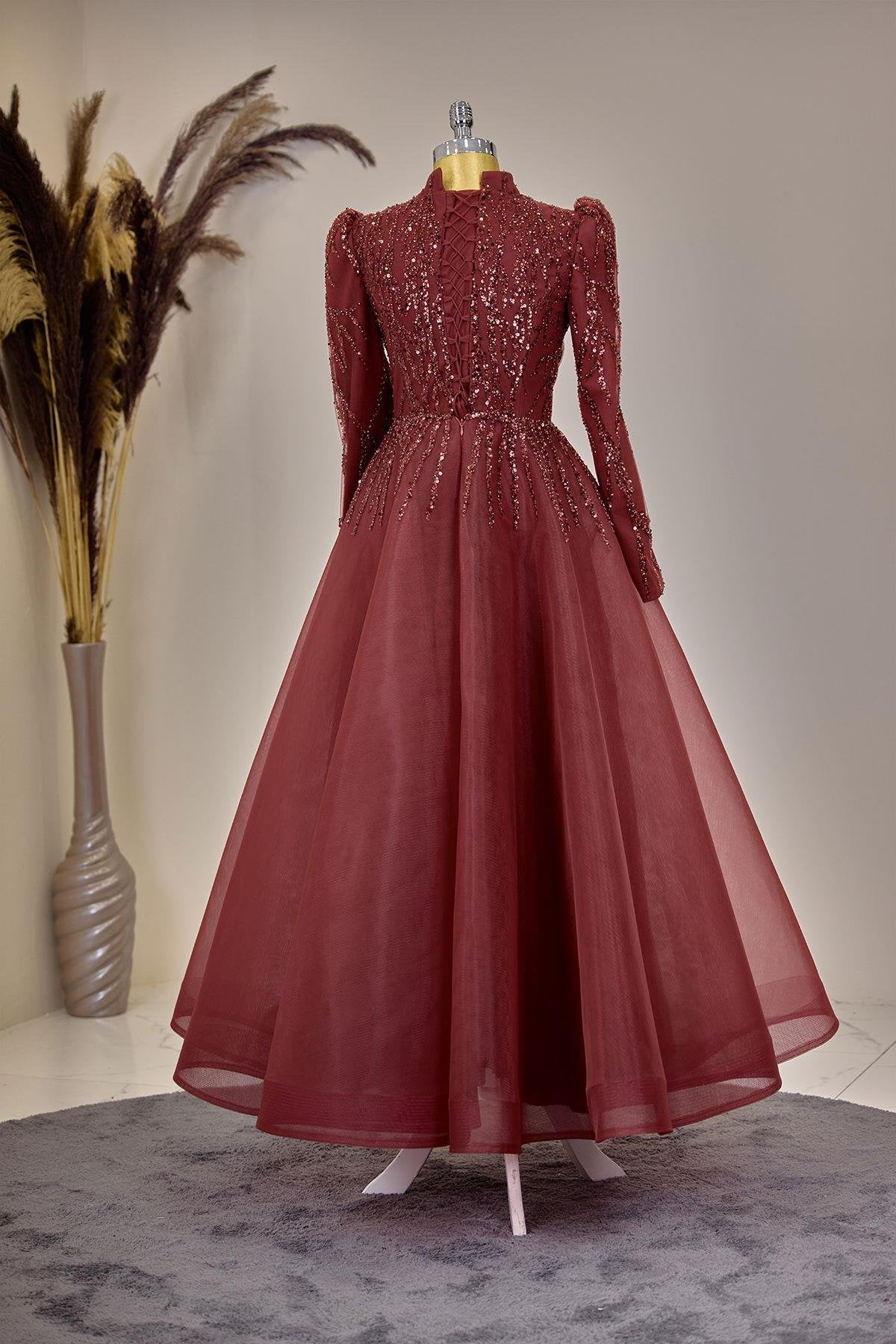 Mila Abiye Tesettür - FioraofDress - tesettur - abiye - BORDO - 38 - hijab - evening - dress