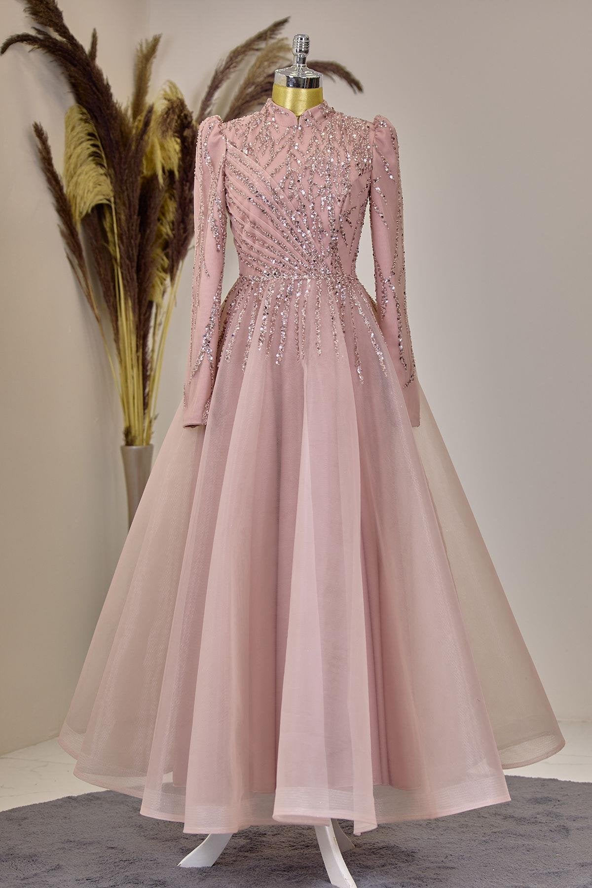 Mila Abiye Tesettür - FioraofDress - tesettur - abiye - Somon - 38 - hijab - evening - dress