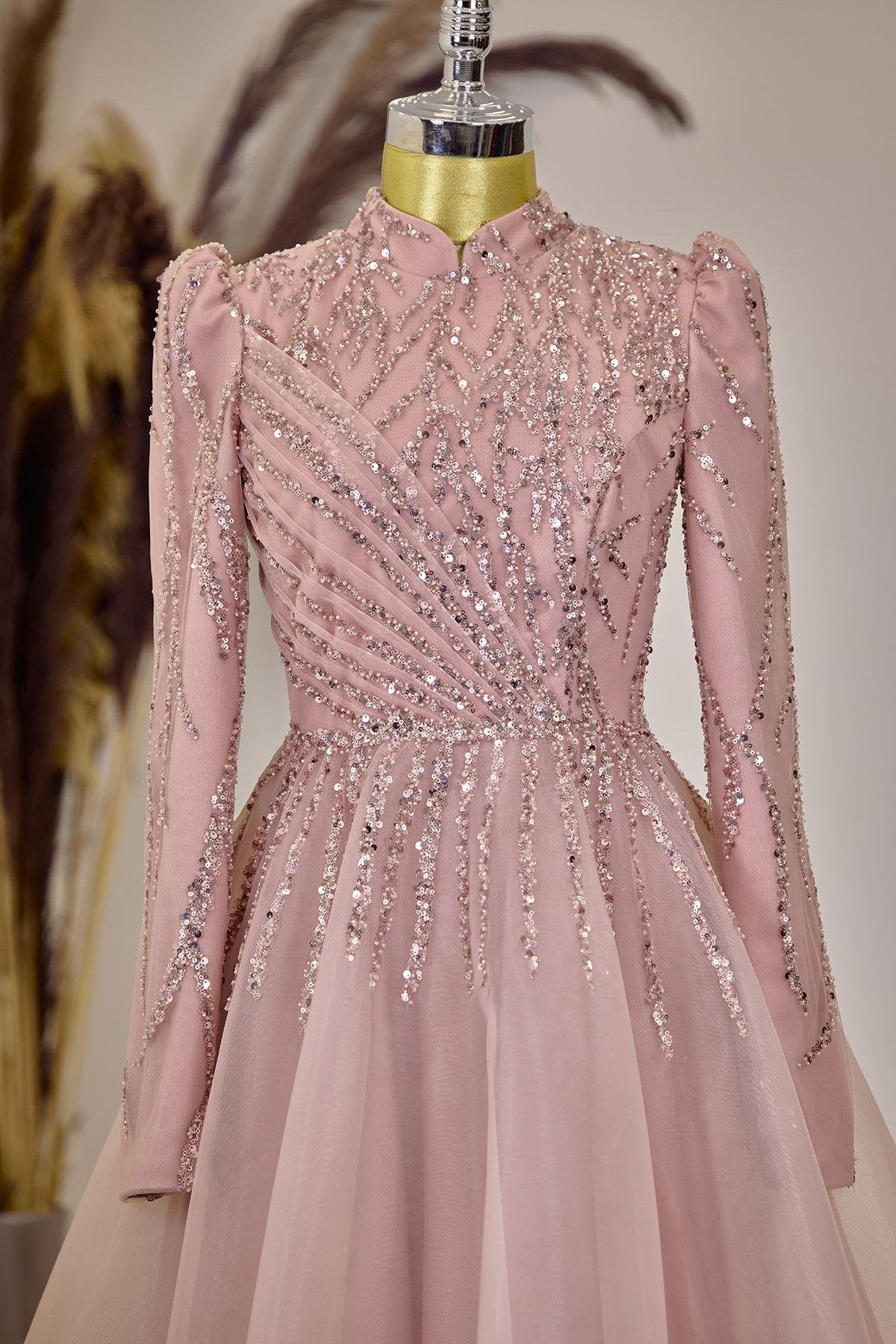 Mila Abiye Tesettür - FioraofDress - tesettur - abiye - Somon - 38 - hijab - evening - dress