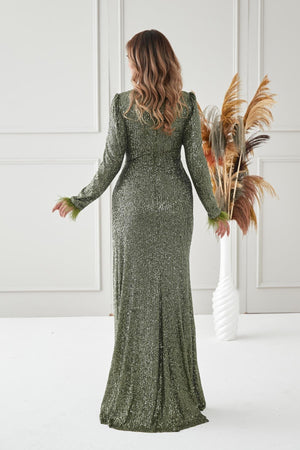 Milena Tesettür Abiye - FioraofDress - tesettur - abiye - HAKİ - 38 - hijab - evening - dress