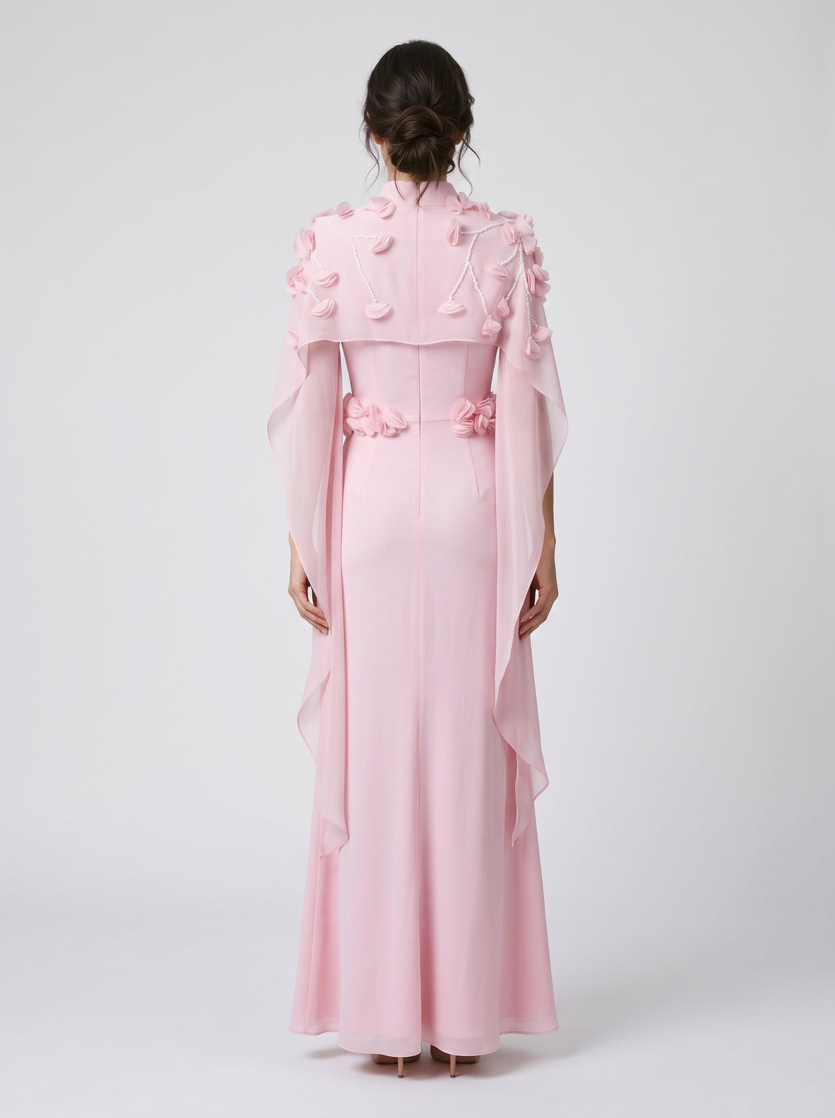 Modest Evening Dress — On Model - Back View | Generated by Modelize
