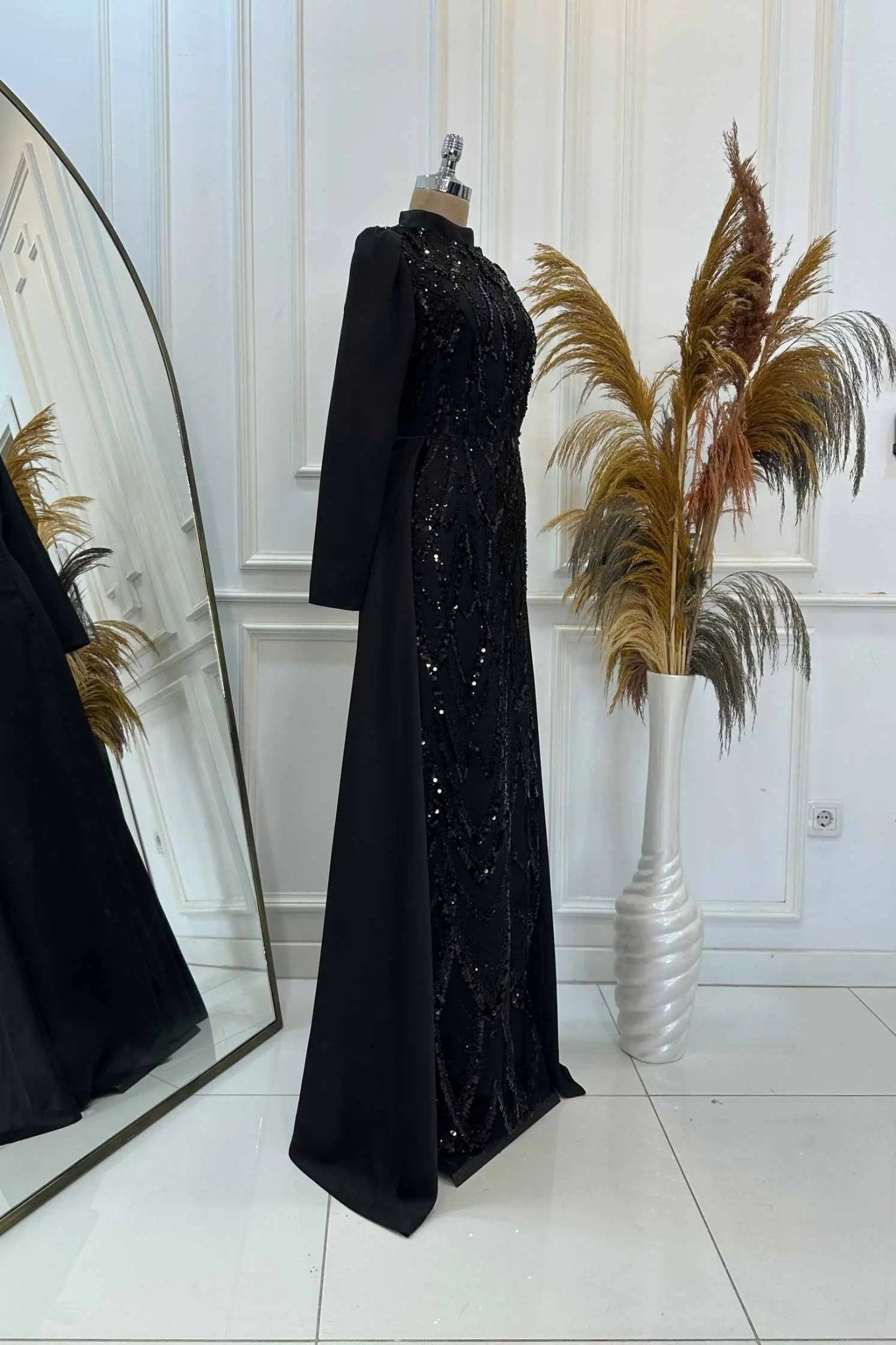 Natalie Tesettür Abiye - FioraofDress - tesettur - abiye - Siyahh - 36 - hijab - evening - dress