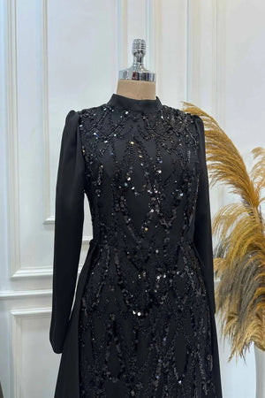 Natalie Tesettür Abiye - FioraofDress - tesettur - abiye - Siyahh - 36 - hijab - evening - dress