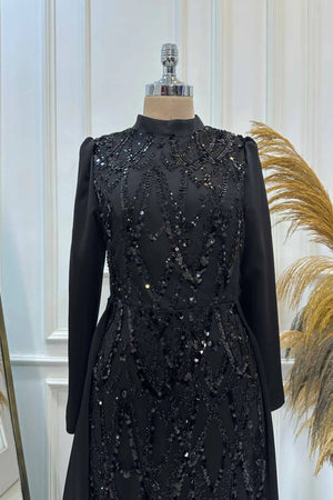 Natalie Tesettür Abiye - FioraofDress - tesettur - abiye - Siyahh - 36 - hijab - evening - dress