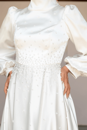 Neck Tesettür Abiye - FioraofDress - tesettur - abiye - 46 - Beyaz - hijab - evening - dress