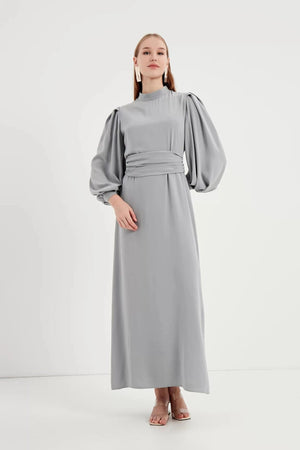 Nora Elbise - FioraofDress - tesettur - abiye - 42 - GRİ - hijab - evening - dress