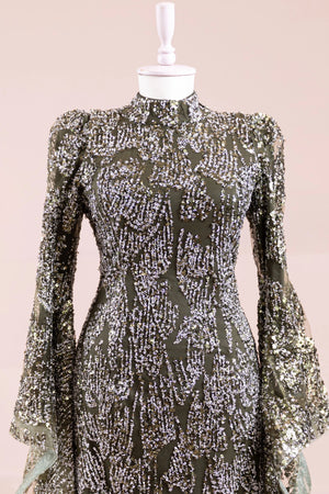 Nouria Tesettür Abiye - FioraofDress - tesettur - abiye - haki - 36 - hijab - evening - dress