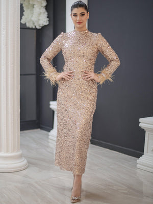 Paris Tesettür Abiye - FioraofDress - tesettur - abiye - 48 - GOLD - hijab - evening - dress