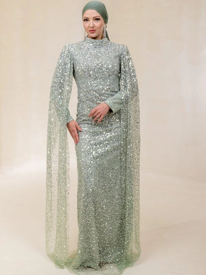 Parla Tesettür Abiye - FioraofDress - tesettur - abiye - 48 - mint - hijab - evening - dress