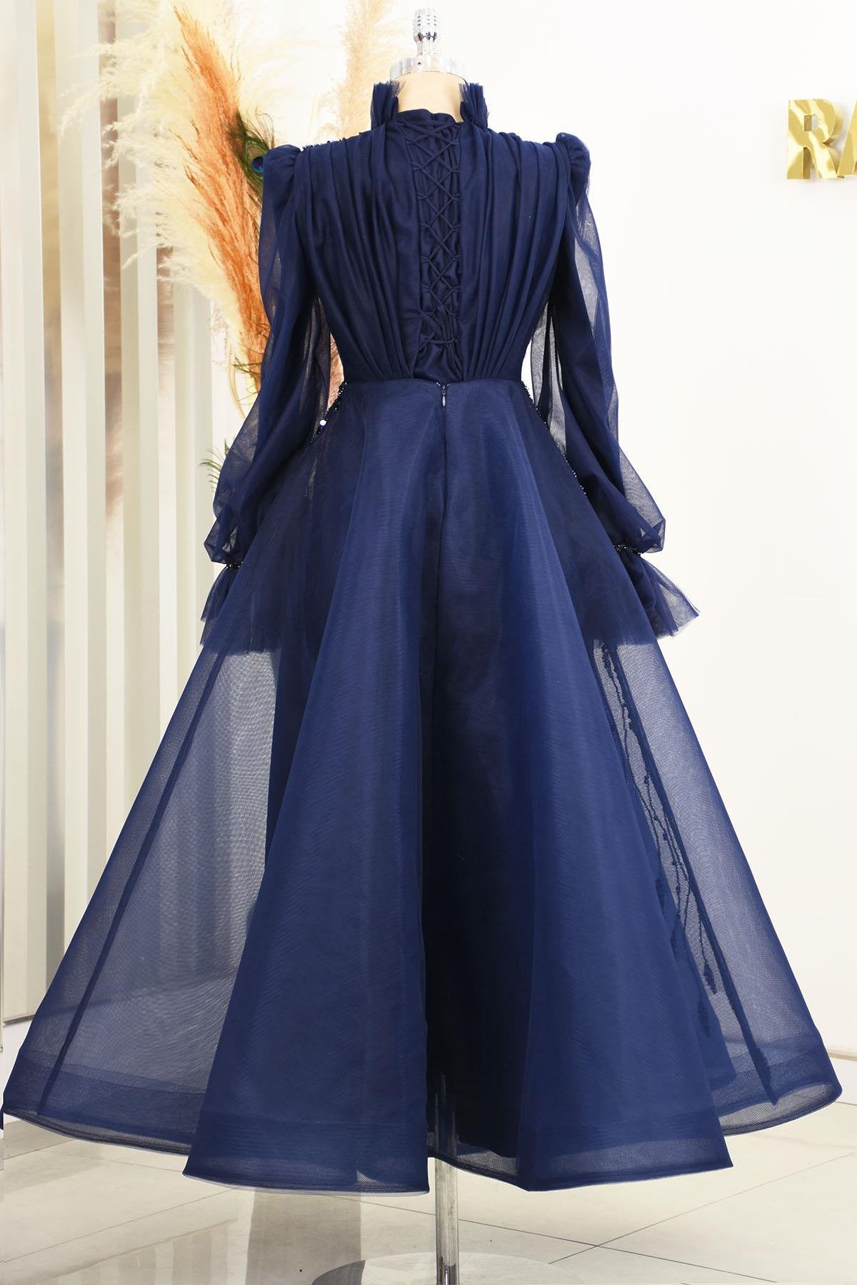 Patrica Tesettür Abiye - FioraofDress - tesettur - abiye - lacivert - 38 - hijab - evening - dress